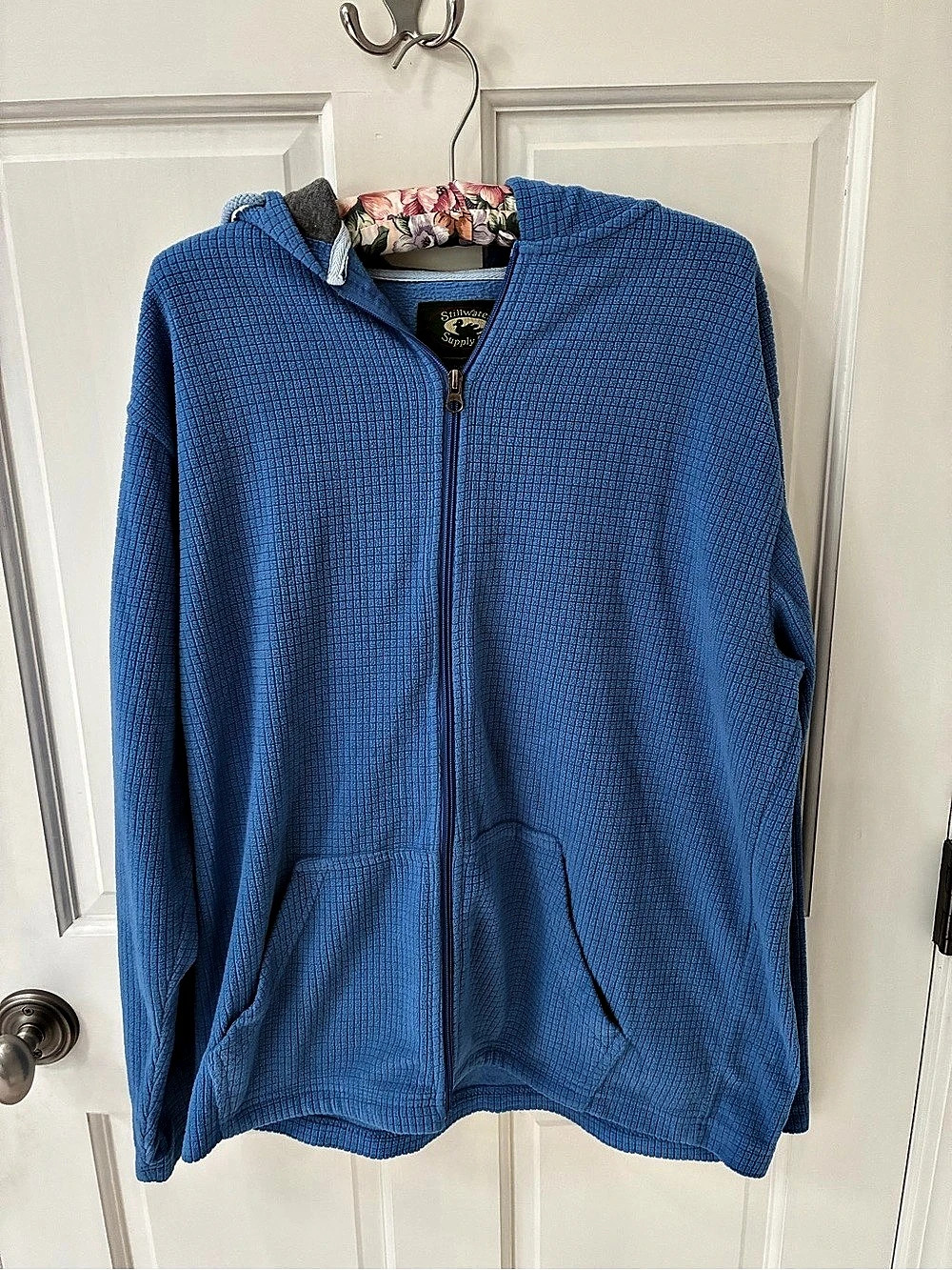 Stillwater Supply Co. Full Zip Waffle Fleece Hoodie. Blue